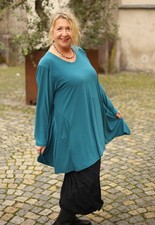 MAGNA - Lagenlook TUNIKA SHIRT & TASCHE Gr. 44 bis 58 - petrol