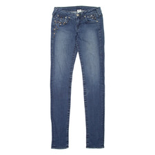 TRUE RELIGION Julie Nieten Damen Jeans Blau Slim Skinny Stone Wash W28 L34
