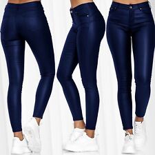 Damen Sexy Skinny Leggins Leggings Hose Wet-Look Kunstleder Lack Leder Leather