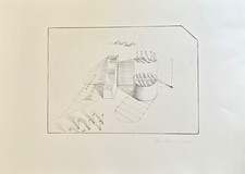 unleserlich signierte Lithographie, 1984 Landschaft,