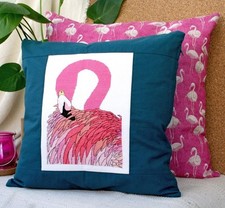 2er Set Kissenbezuge Kissenhüllen Dekokissen Handarbeit Pink Flamingo Tropisch 