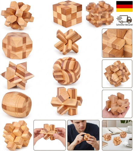 Holz knobelspiele 15tlg - 15tlg, 3d