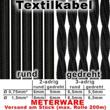 Adrig textilkabel - 2-adrig, 3-adrig