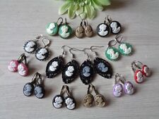 Ohrbrisuren oder  Haken mit Kamee-Frauenkopf-Cabochon  13 verschiedene Varianten