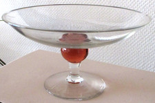 Vintage Glasschale mit dekorativem Fußteil bernsteinfarben, Breite 21cm
