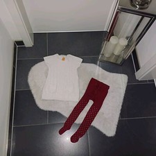 Strickkleid 98 104 110 Wollkleid Weiß  Strumpfhose Punkte TopZustand