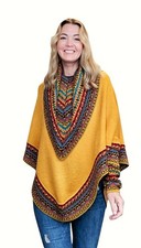 Poncho Alpaka Gelb Damen