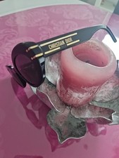 Ovale Sonnenbrille Christian Dior  Signature B8U Schwarz Gold Guter Getragener