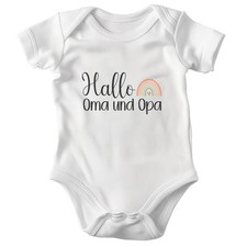Unisex Babybody Oma Opa Weiss BIO-Baumwolle Strampler Babyparty Geschenk Weich