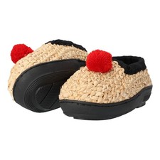 Paar Strohschuhe "Der Klassiker", Einbändelung schwarz