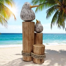 Holz Schnitzerei Möwen Dalbe Deko Figur Vogel Statue Skulptur Tier Meer See