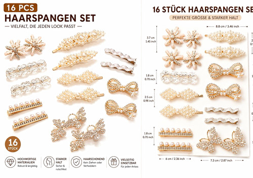 16er set blumen haarspangen - 16er, blumen-haarspangen
