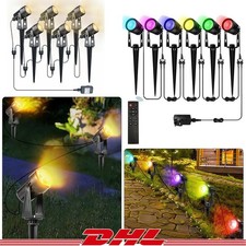 4/6er Gartenleuchte set Gartenstrahler Warmweiß RGB LED Gartenleuchten +Erdspieß