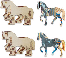 20 Stück Holz Pferd Deko