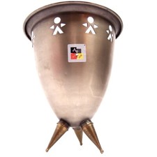 Flaschenkühler Messing silber Vintage Weinkühler Champagner Dreibein Sektkübel