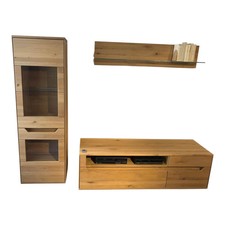 Decker Wohnwand Divano Ausführung Wildeiche Massiv Oberfläche Bianco Geölt