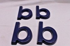 4x Hausnummer Zusatz  Buchstabe b / q Aluminium blau gepulvert
