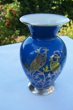 alte Blumenvase  Silber  overlay   Dekor  Vögel