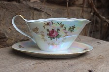 Sauciere Rosen Perlmutt Goldrand Kahla Porzellan DDR