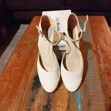 Brautschuhe, Ivory (Creme Weiss), 41, La Boda, Echt Leder, Pumps,