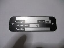 Typenschild Schild Universal Blanco Oldtimer Motorrad Roller Vespa 25x79mm