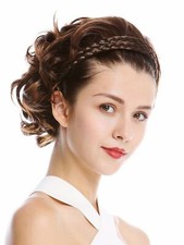 Halbperücke Haarteil edel geflochtener Haarreif schulterlang Kastanie gewellt