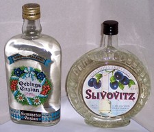 Slivovitz Zwetschgenwasser + Gebirgsenzian Hemmeter je 0,7 l u. 40 % aus 1970ern
