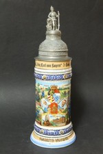 Alter Reservistenkrug Schraubdeckel IR 3 Augsburg Bayern Krug Bierkrug Krüge WK
