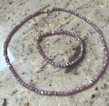 Rubincollier mit  Armband,Gg. 375Karabiner u. Magnetschliesse,44 bzw.18,5cm lang