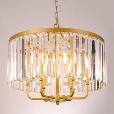 Wellmet Antik-Gold Kristall Kronleuchter Pendelleuchte Esstisch Modern Decken...