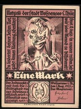 Notgeld Weissensee i. Thür. 1921, 1 Mark, Schloss um 1220 und gegenwärtig 