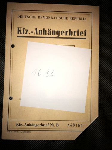 Ddr anhänger kfz brief - ddr,