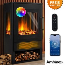 Ambiness Elektrokamin Magnus | LED Flammeneffekt & Smart-Home-Steuerung | Timer