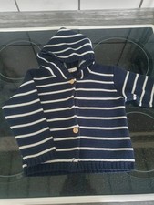 Dunkelblau/weiß gestreifte Kapuzen Strickjacke -Gr.74 - Alana