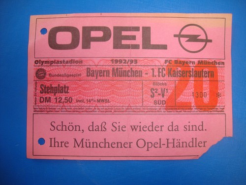 Ticket fc bayern - 92/93,