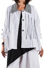 Champagne Horatio Jacke mit Karo und Applikationen  crash weiß Gr. one size