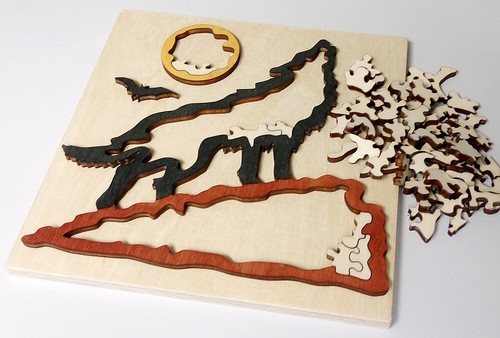 Diffikult holz puzzle - diffikult, wolf,