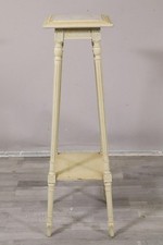 109cm Blumentisch Beistelltisch Holz weiß gefasst Marmor um 1890 (MVL4758)