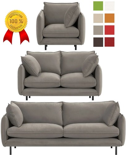 Hellgrau samt set 3 sessel - hellgrau,