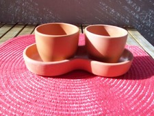 2er Snackschalen -Tapas Schalen auf Tablett-Keramik/Terracotta oder als Übertöpf