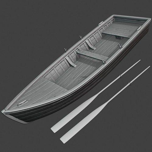 Ruderboot mit paddel 3d - 2x,