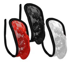 Herren Black Spitze C-String