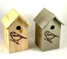 Nistkasten Holz 26x14x16cm Vogelhaus Nisthöhle Rotkehlchen Meise natur / grau