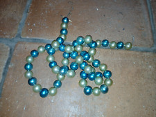 Wunderschöne Christbaum Kette große Glasperlen silber/grau blau Glas alt antik