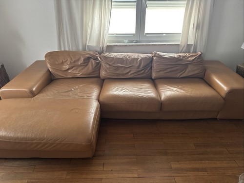 Ecksofa leder braun mit - ecksofa,