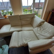 eckcouch mit relaxfunktion   sehr gepflegtes weisses Leder 2500x2000