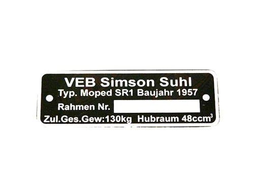 Rahmenplakette typenschild - rahmenplakette,