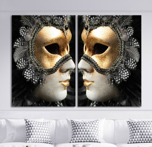 Gold masks leinwand bild - masks,