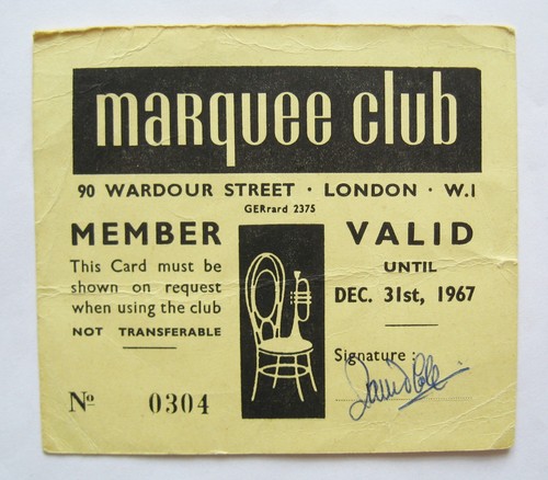 Marquee 1967 members - marquee, card