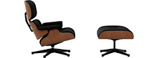 Vitra Lounge Chair & Ottoman Amerikanischer Kirschbaum Leder Premium Nero
